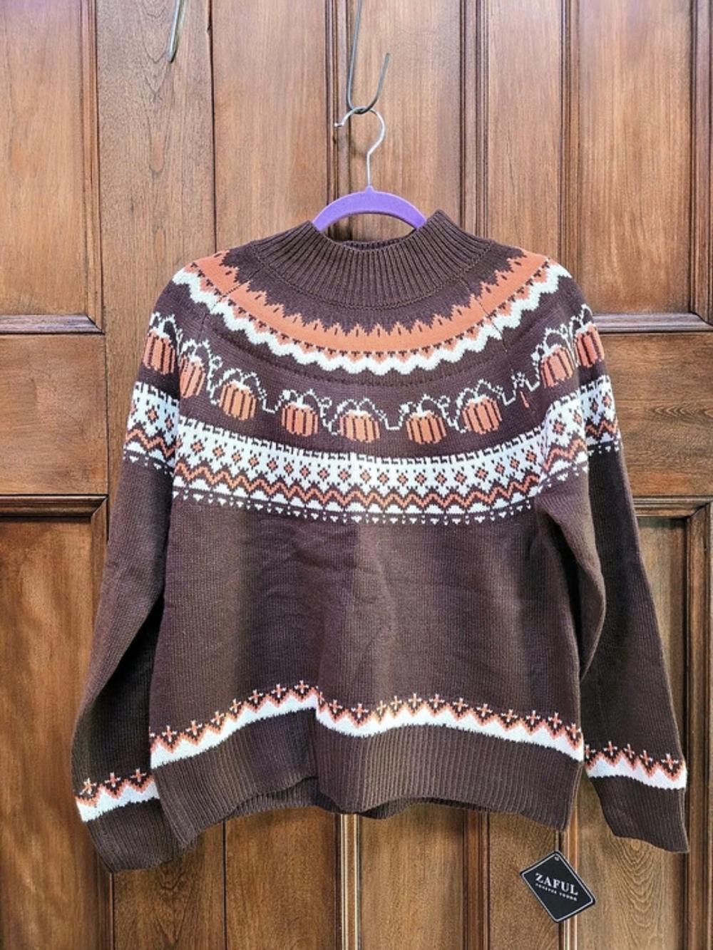 ZAFUL Pumpkin Sweater Brown & Orange